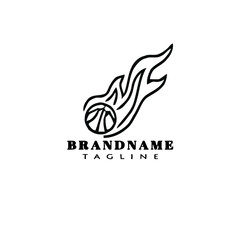 basketball on fire logo icon design template vector illustration