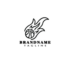 basketball on fire logo icon design template vector cute
