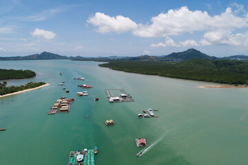 Aerial view of landscape nature scenery view of Beautiful tropical sea with Sea coast view in Phuket Thailand summer season image by Aerial view drone shot, high angle view.