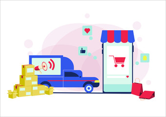 Online shopping concept Vector Illustration.