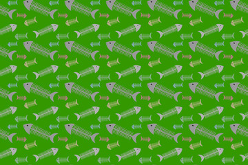 Seamless wallpaper with cute pattern, herringbone pattern, dark green background.