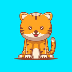 Cute Tiger Cartoon Vector Illustration. World Animal Day Concept