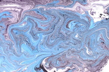 Texture liquide bleue et d'or, illustration de marbrure tirée par la main d'aquarelle, fond...