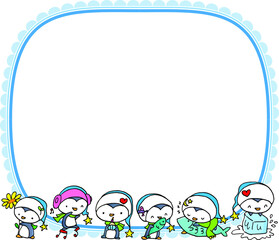 Vector illustration cute cartoon penguin series background frame card