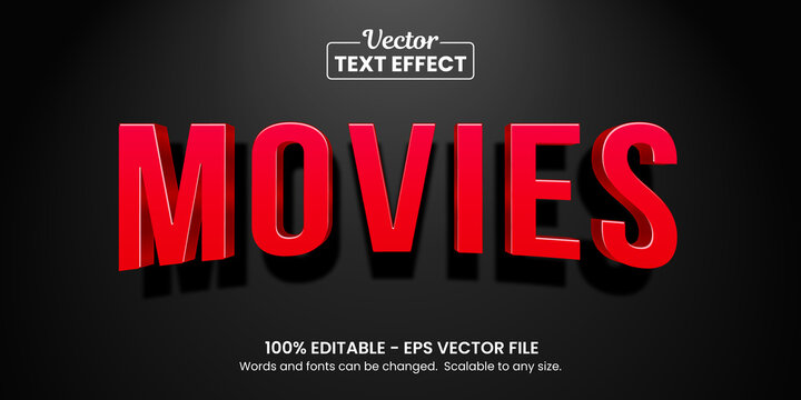 Red Movies text effect, Editable text effect