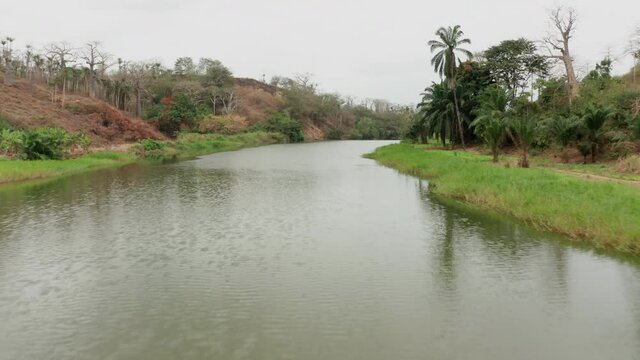 Traveling front over a river, dam on a river in Angola, Africa 5