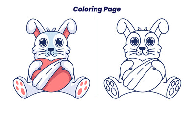 cute bunny love with coloring pages suitable for kids