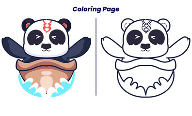 sailing panda with coloring pages