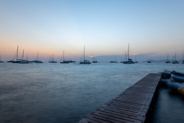 Sunset on the beach of Ses Illietes on the Island of Formentera in the summer of 2021