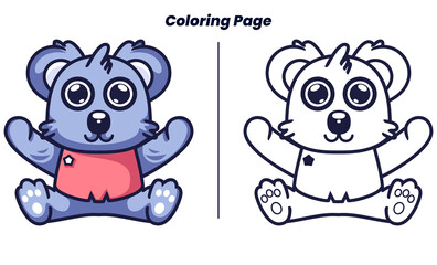 cute baby koala with coloring pages