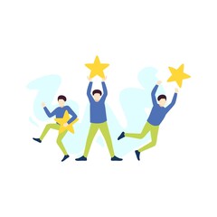 three man raised a star people character vector illustration flat design