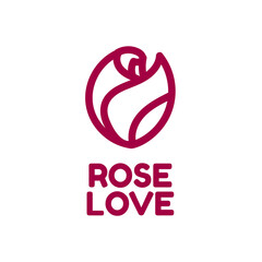 pink rose love beauty flower logo concept design illustration