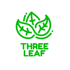 three Green leaf nature logo concept design illustration