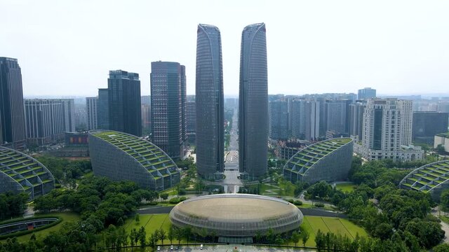 Architectural landscape of modern city in Chengdu, China