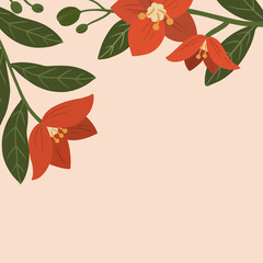 Botanical red flower copy space social template vector