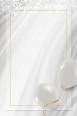 White balloons frame on white and gray background design vector