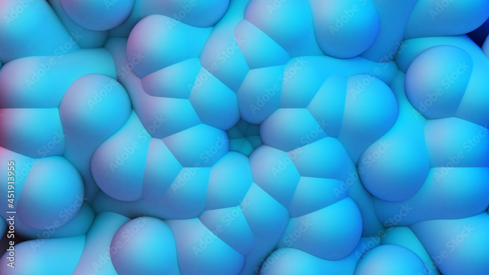 Aufkleber Scientific or technology abstractions with grid surface and surreal symmetric structure or ornament. Abstract background with blue fluorescent and vibrant tech structure. 3D illustration.