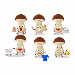 A Rich boletus edulis mascot design style going shopping