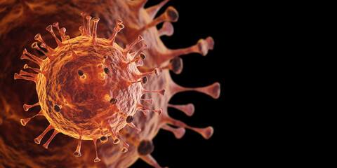 covid-19, coronavirus outbreak, virus floating in cell environment , coronaviruses influenza background, 3d rendering