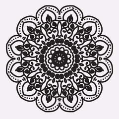 Indian Mandala Arabic Islamic Pattern Ornament Black White
