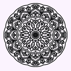 Indian Mandala Arabic Islamic Pattern Ornament Black White