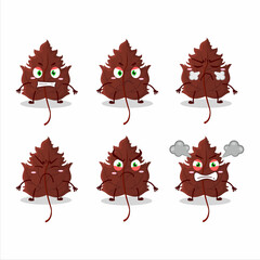 Hawthorn leaf cartoon character with various angry expressions