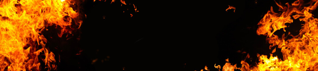 Panorama background image of a red-hot flame