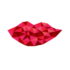 Polygonal geometric crystal lip symbol suitable for logo, button, jewel, best award.
