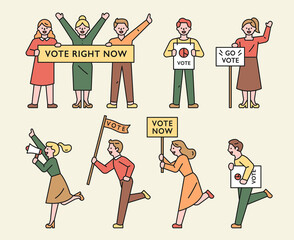 People who encourage voting. vector design illustrations.
