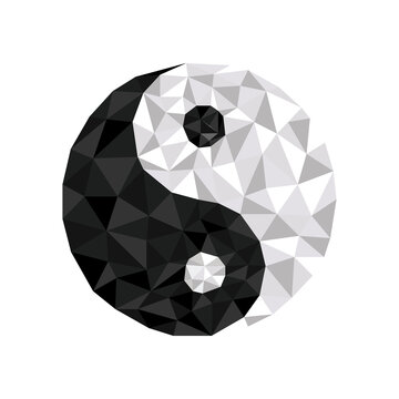 Polygonal geometric crystal yin yang symbol suitable for logo, button, jewel, best award.
