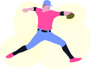 Fototapeta na wymiar Baseball pitcher throwing a ball from the mound