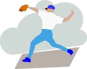 Baseball pitcher throwing a ball 