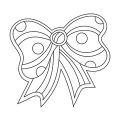 Coloring book for children. Beautiful festive bow. Hand drawn Vector illustration