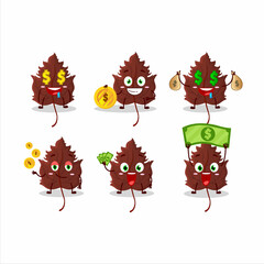 Hawthorn leaf cartoon character with cute emoticon bring money