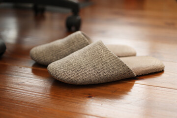 Images of flooring and slippers