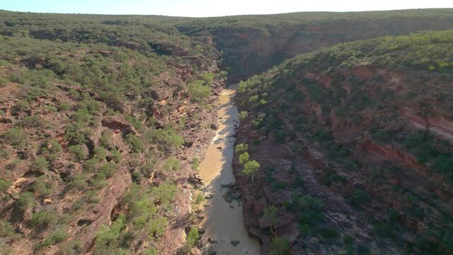 Outback Australia aerial view of Z bend river gorge canyon Kalbarri