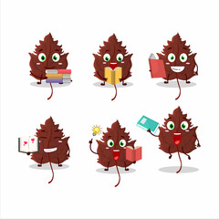A picture of hawthorn leaf cartoon character concept reading an amusing book