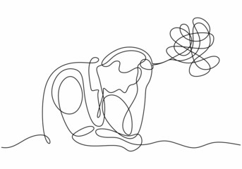 Man with mental health problem. Continuous one line drawing, minimalist style of person with headache and stress. Frustrated people in sad condition.