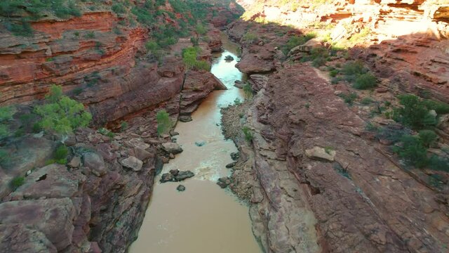 Outback Australia cinematic aerial Z bend Kalbarri national park