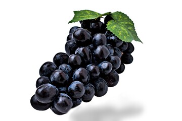 black grapes isolated on white background