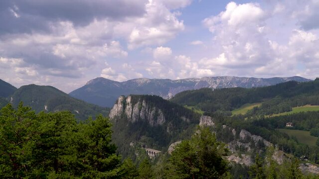 Wide open calm view of Stunning mountain landscape in Europe on clear day