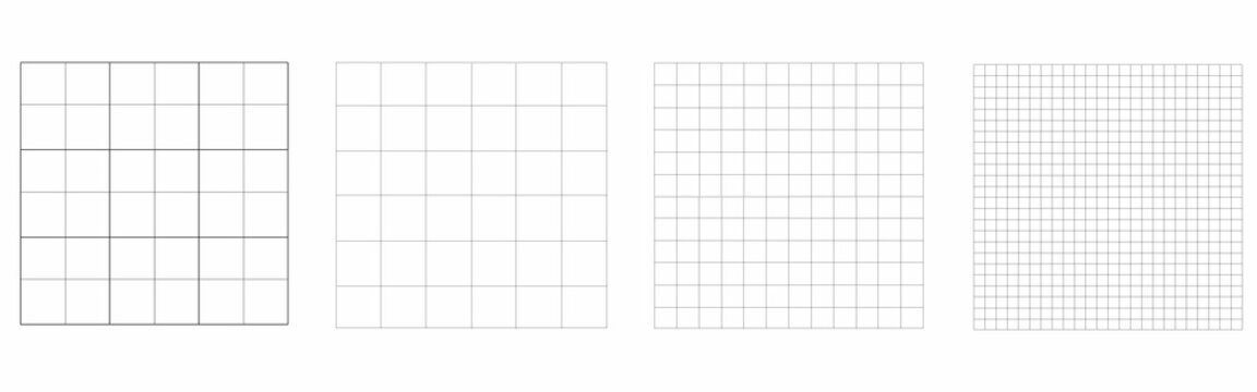 Grid pattern background collection. Grid templates isolated on white background. Set of grid pattern background. Graph paper. Square background. Square grid lines black background