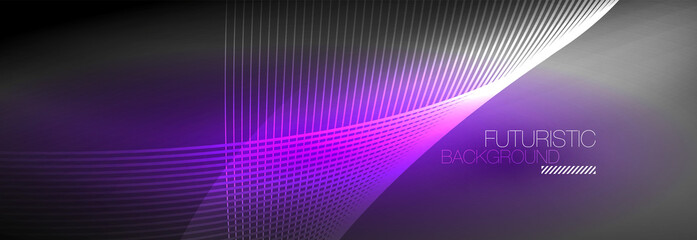 Fototapeta premium Abstract neon glowing light in the dark with waves. Shiny magic energy and motion concept, vector abstract wallpaper background