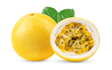 Yellow passion fruit isolated on white
