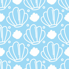 Fototapeta na wymiar simple seamless shell fish pattern doodles