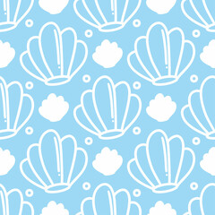 simple seamless shell fish pattern doodles