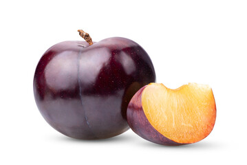 Ripe plum isolated on white