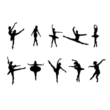 Ballet Single Dance Silhouettes vector. 10 files set eps & svg