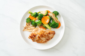 grilled chicken steak with vegetable