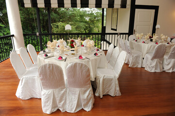 banquet sit down buffet party catering with asian halal menu for corporate and wedding fine dining at luxury hotel restaurant ballroom